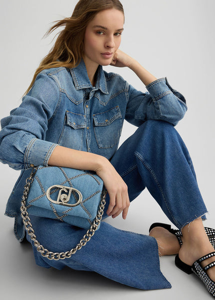 Borsa in denim e catene LaPuffy LiuJo